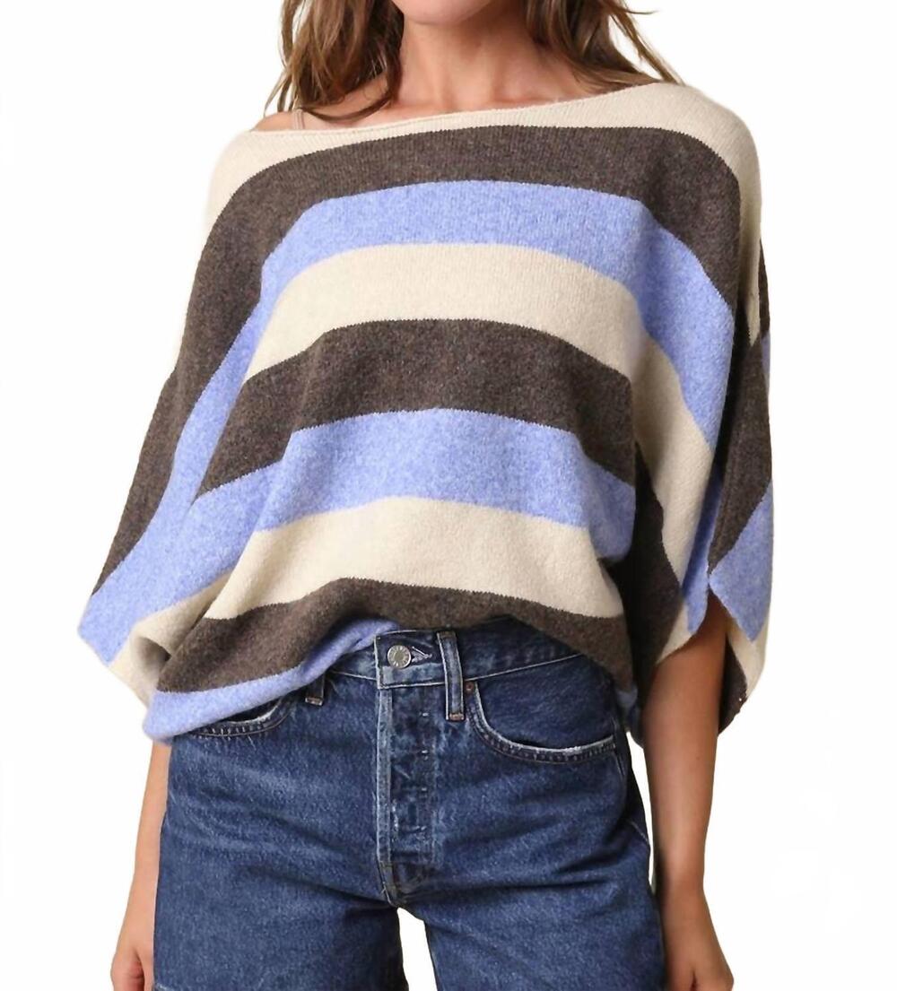 NEW OLIVACEOUS katie stripe dolman knit top in beige coffee blue